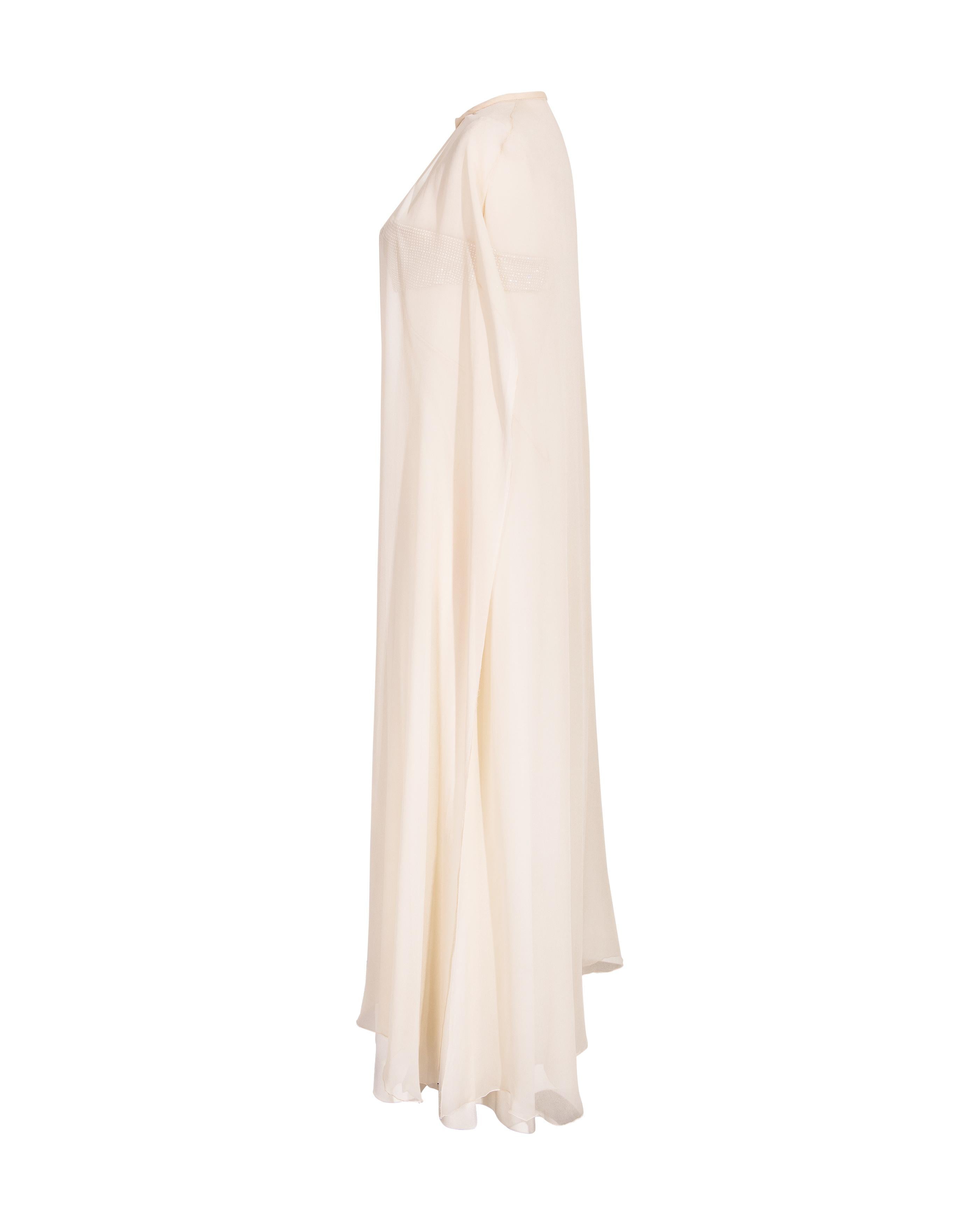 1978 Loris Azzaro White Gown with Crystal Cutout Bodice 3