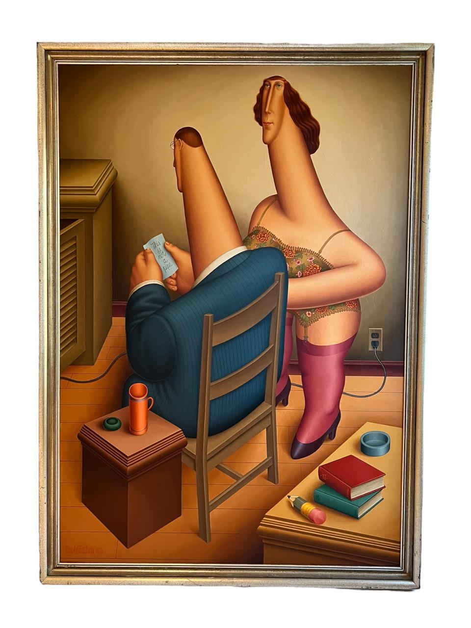 Mid-Century moderno 1978 Olio su tela di Roy Carruthers in vendita