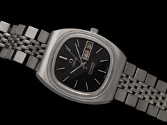 Montre Omega Seamaster Vintage pour homme de 1978, à bracelet, automatique, avec affichage du jour et de la date, cadran noir