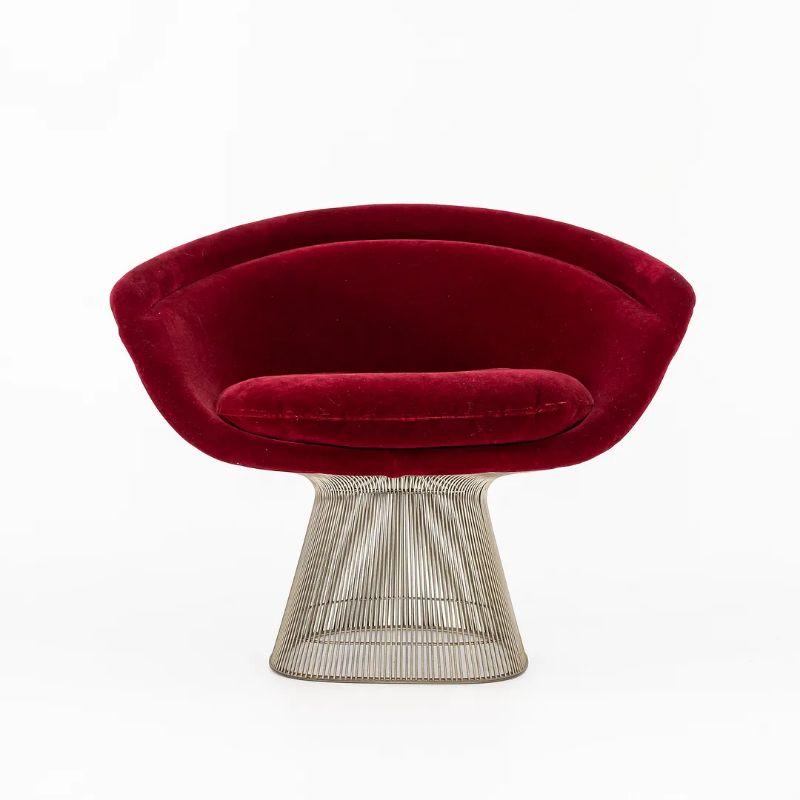1978 Pair of Warren Platner for Knoll Lounge Chairs in Red Velvet and Nickel For Sale 4
