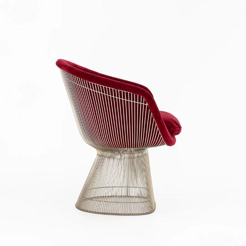 American 1978 Pair of Warren Platner for Knoll Lounge Chairs in Red Velvet and Nickel For Sale