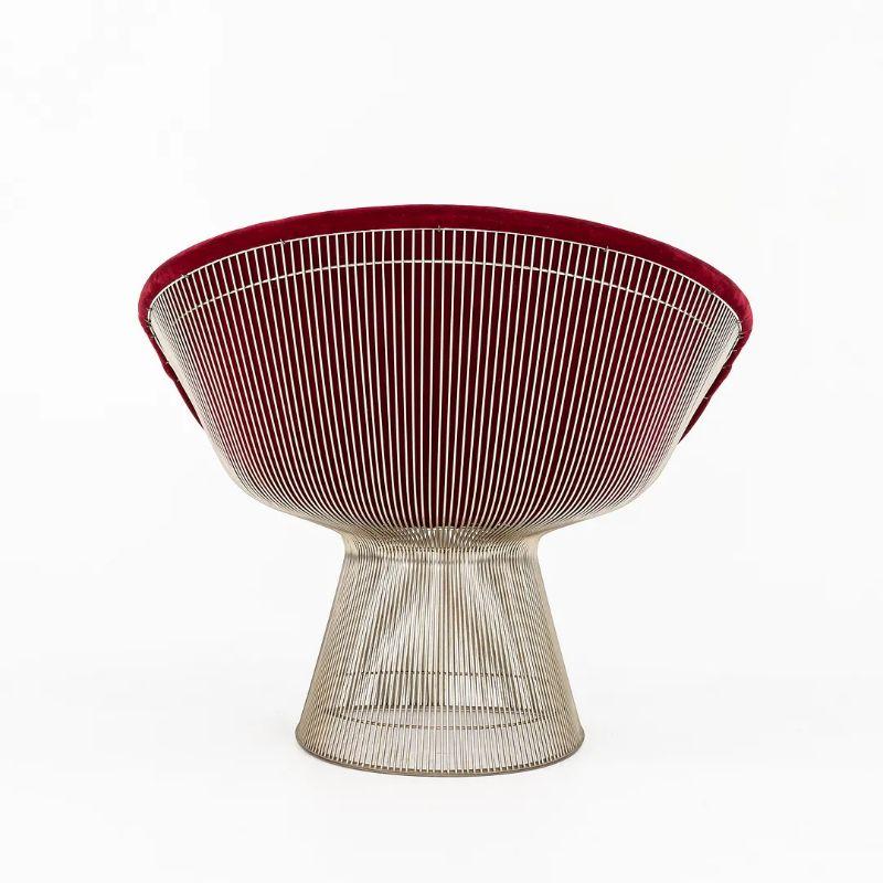 1978 Pair of Warren Platner for Knoll Lounge Chairs in Red Velvet and Nickel In Good Condition For Sale In Philadelphia, PA
