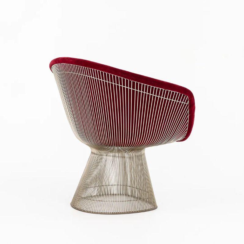 Late 20th Century 1978 Pair of Warren Platner for Knoll Lounge Chairs in Red Velvet and Nickel For Sale