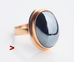 1978 Ring natürlicher Hämatit massiv 14K Gold Ø6.75 US / 7.42 gr
