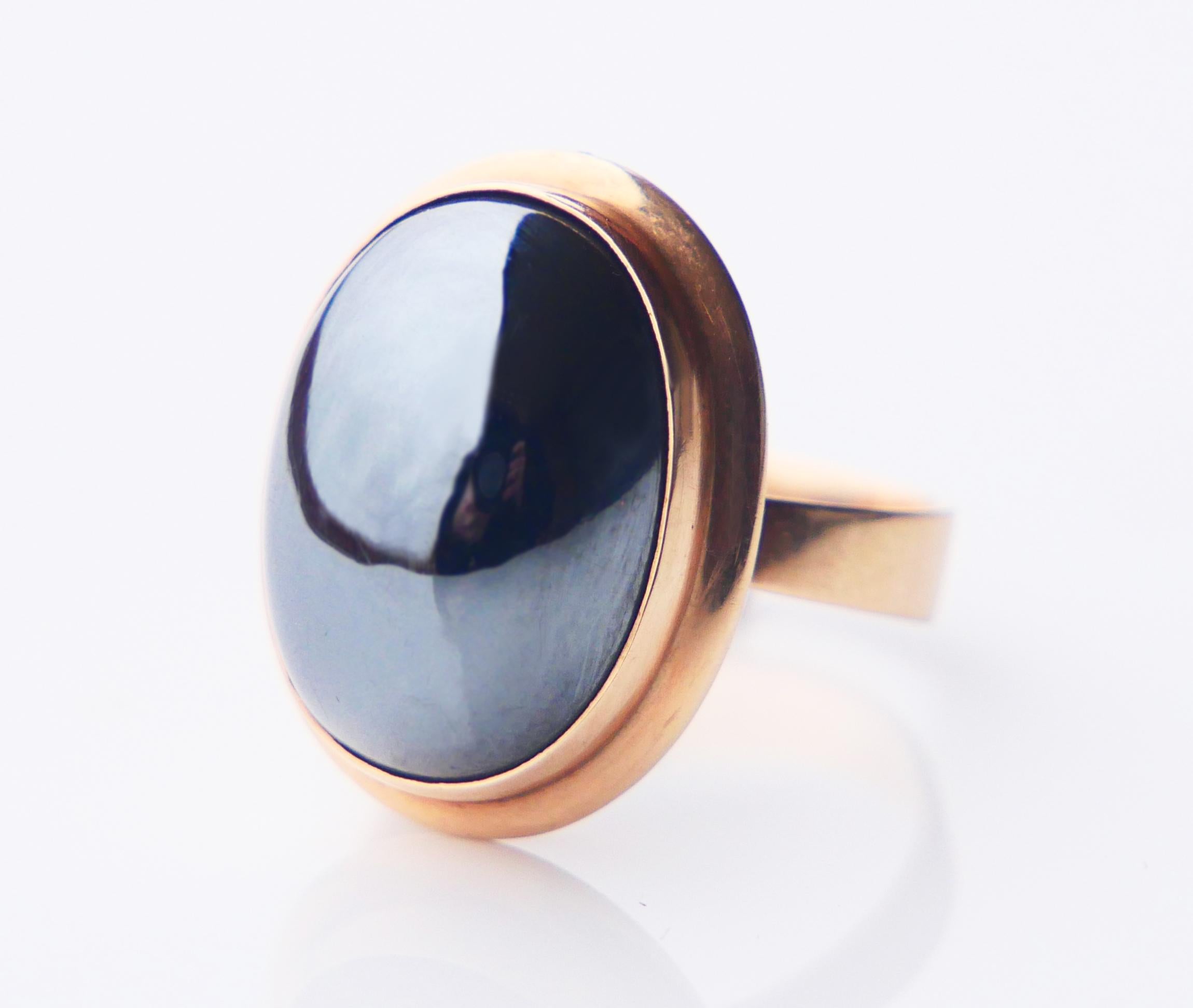 1978 Ring natürlicher Hämatit massiv 14K Gold Ø6.75 US / 7.42 gr im Angebot 1