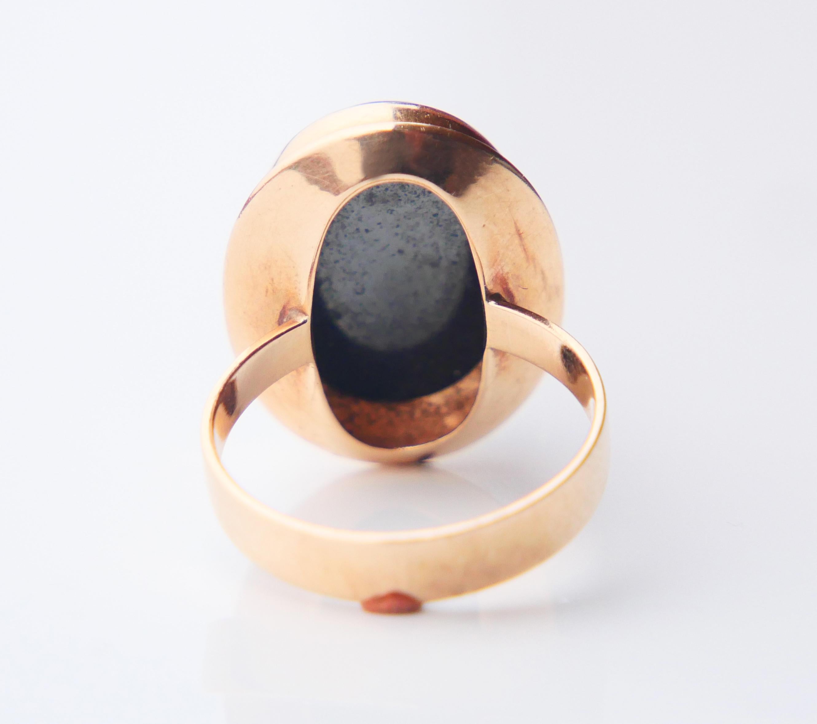 1978 Ring natürlicher Hämatit massiv 14K Gold Ø6.75 US / 7.42 gr im Angebot 2