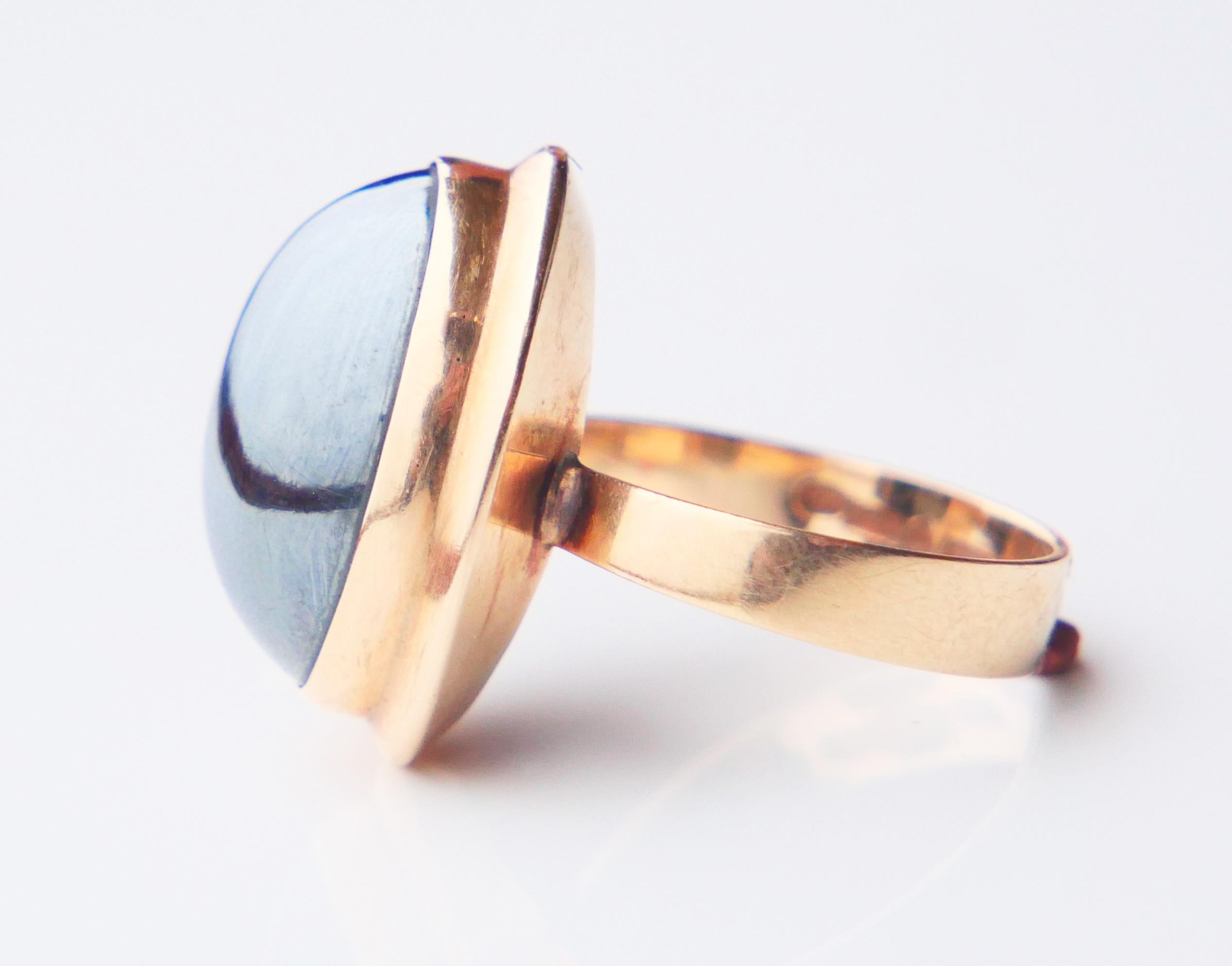 1978 Ring natürlicher Hämatit massiv 14K Gold Ø6.75 US / 7.42 gr im Angebot 3