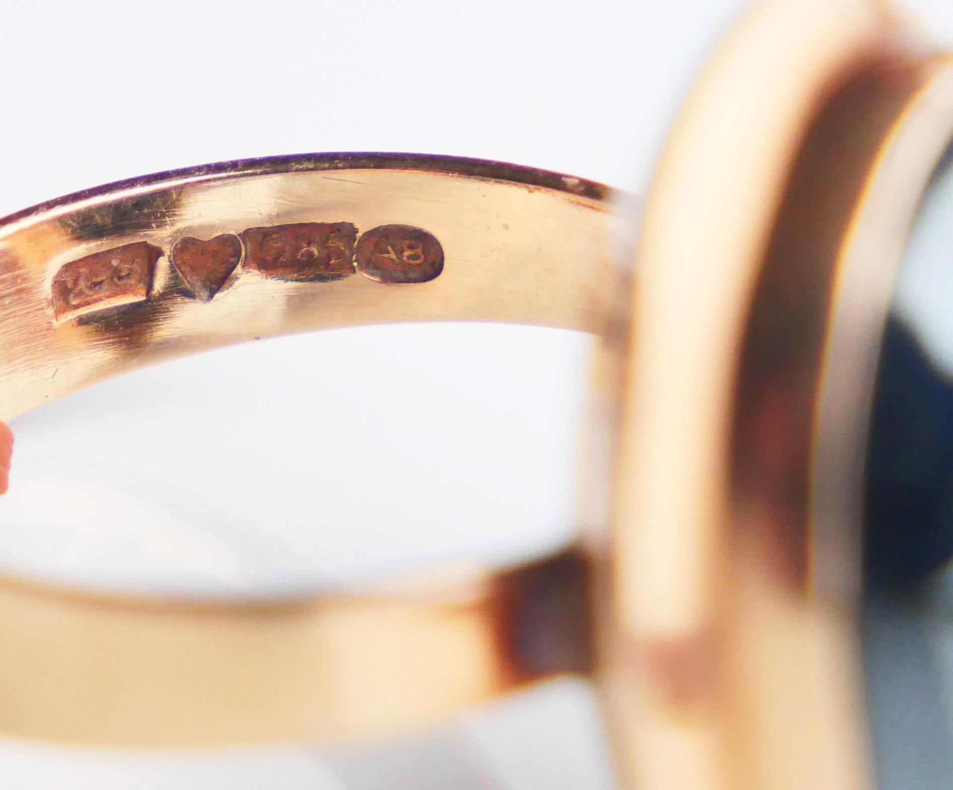 1978 Ring natürlicher Hämatit massiv 14K Gold Ø6.75 US / 7.42 gr im Angebot 4