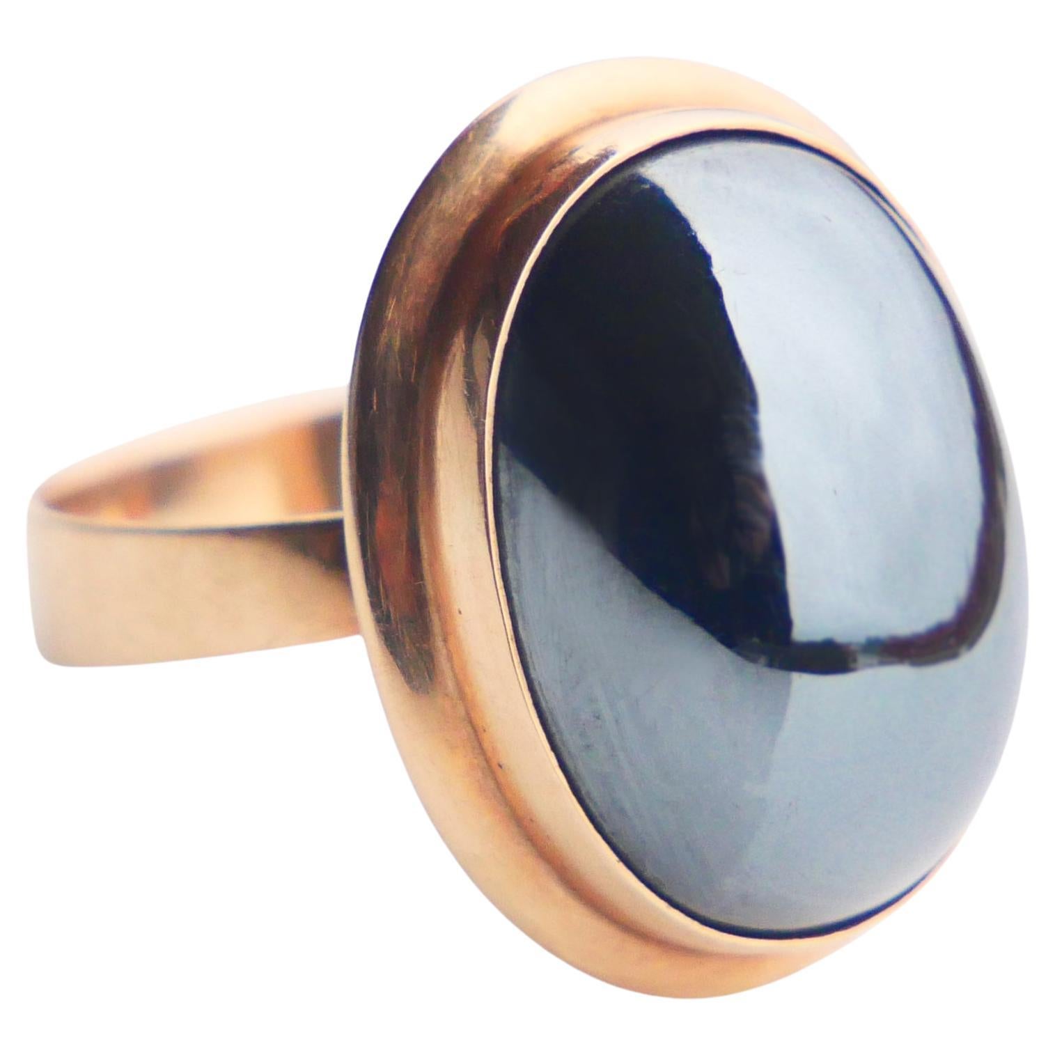1978 Anello Ematite naturale in oro massiccio 14K Ø6,75 US / 7,42 gr