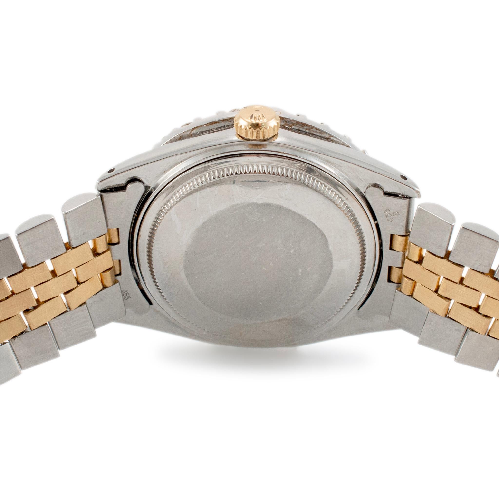Women's or Men's 1978 Rolex Datejust 36MM 16013 Black Dial Diamond Bezel Gold & Steel Watch