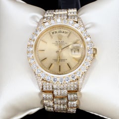 1978 Rolex Day-Date Model 1807 - 18k Gold Watch with Pave Diamond Accents - 36mm