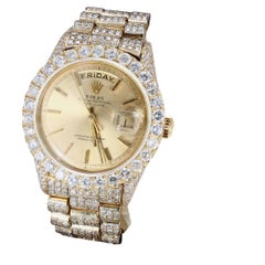 1978 Rolex Day-Date Model 1807 - 18k Gold Watch with Pave Diamond Accents - 36mm
