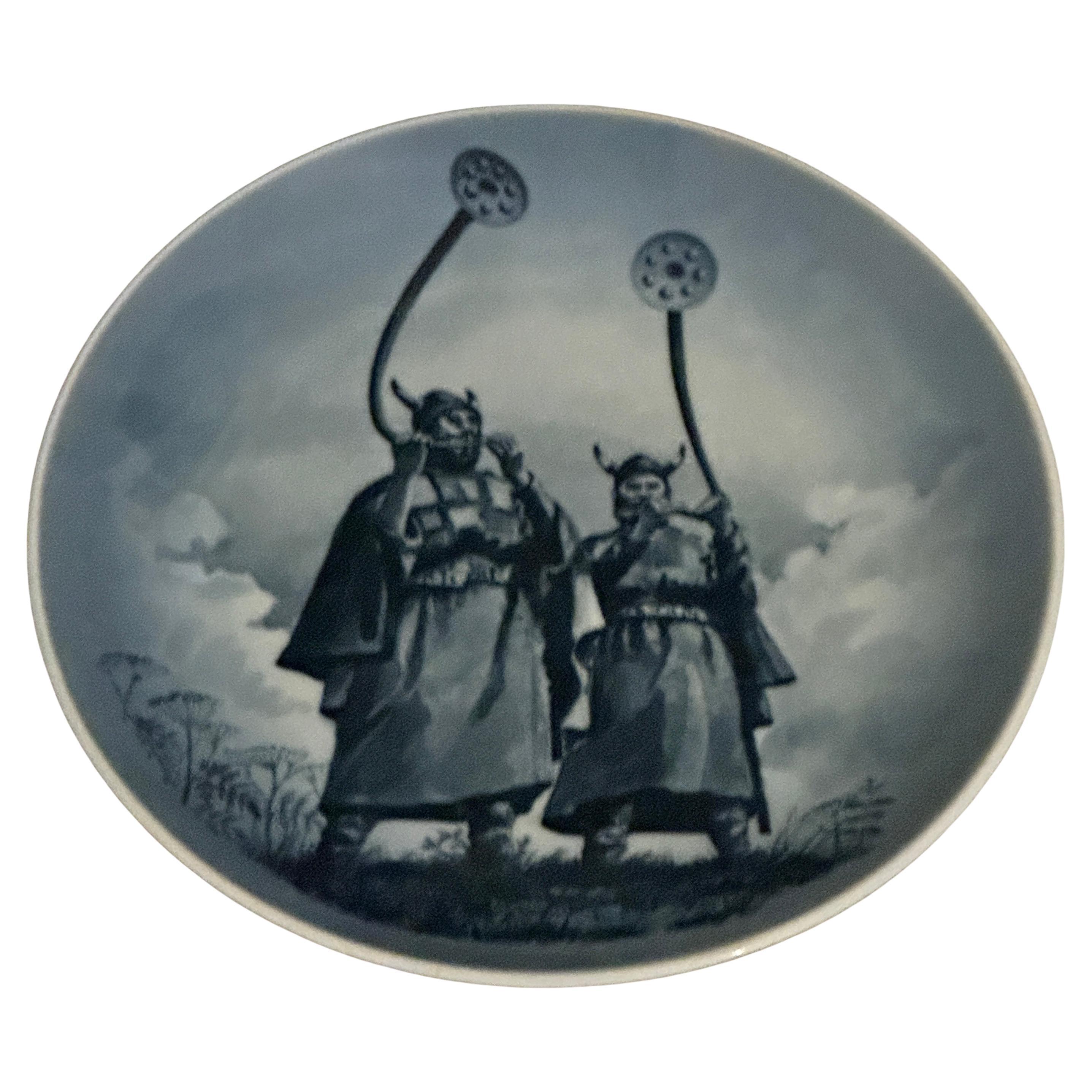 1978 Royal Copenhagen Denmark Viking Porcelain Plate "Sounding the Lur" For Sale