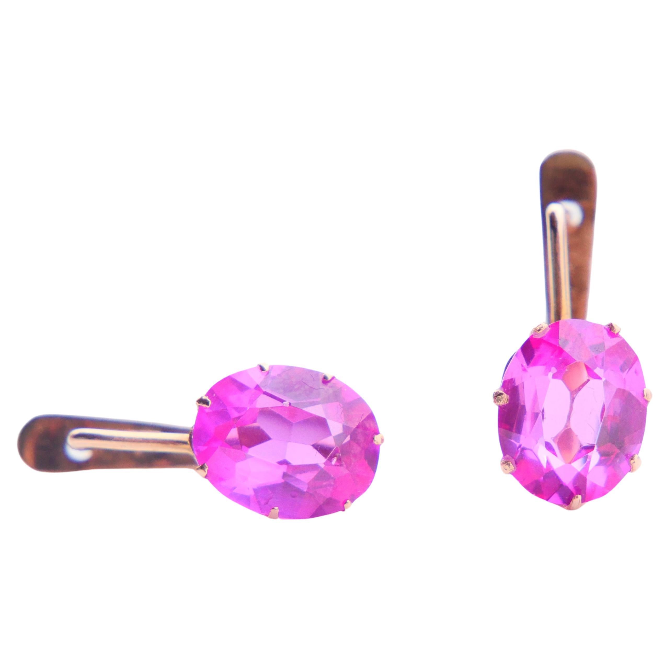 1978 Georgian Dangle Earrings Ruby 583 / 14K Rose Gold/3.62gr
