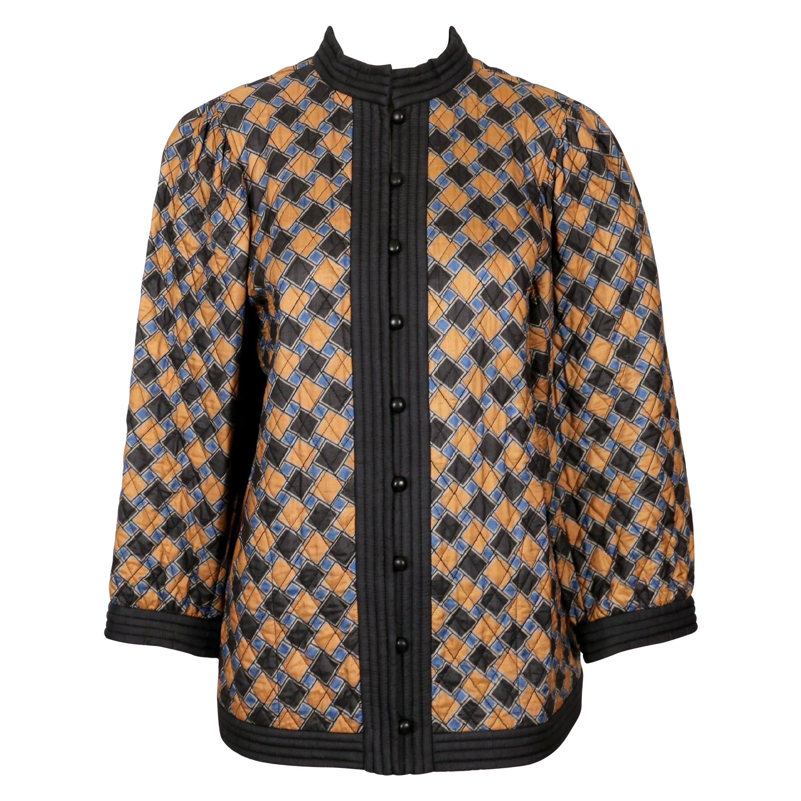 1978 SAINT LAURENT abstract printed silk quilted OPIUM collection RUNWAY jacket