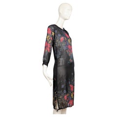 1978 SONIA RYKIEL floral silk RUNWAY dress with drawstring hemline