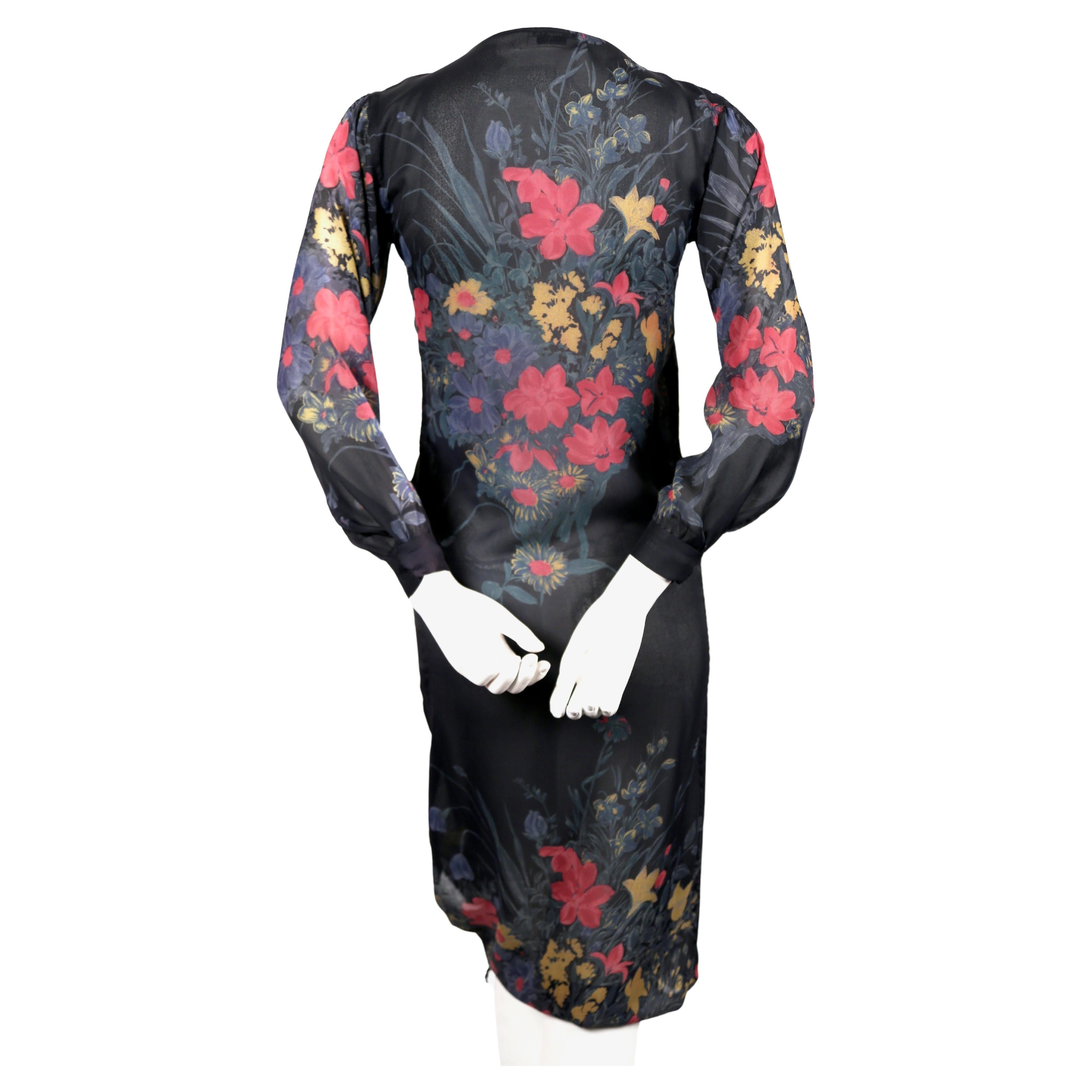 1978 SONIA RYKIEL vestido RUNWAY de seda floral con dobladillo de cordón en Bueno estado para la venta en San Fransisco, CA