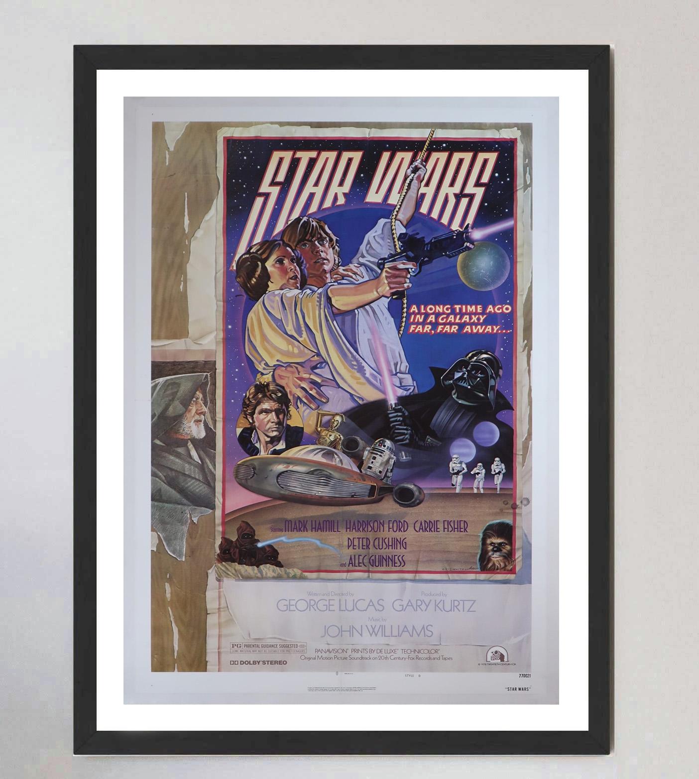 Con Mark Harrison, Harrison Ford, Carrie Fisher e molti altri, Star Wars (intitolato retroattivamente Star Wars: Episodio IV - Una nuova speranza) uscì nel 1977 e cambiò per sempre il volto del cinema. Scritto e diretto da George Lucas, il film ha