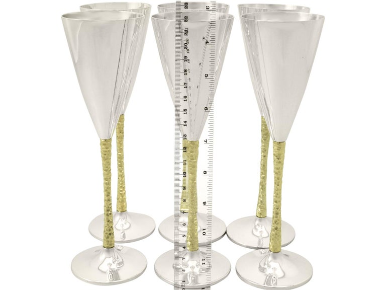 1978 Sterling Silver Champagne Flutes Set of Six For Sale 4