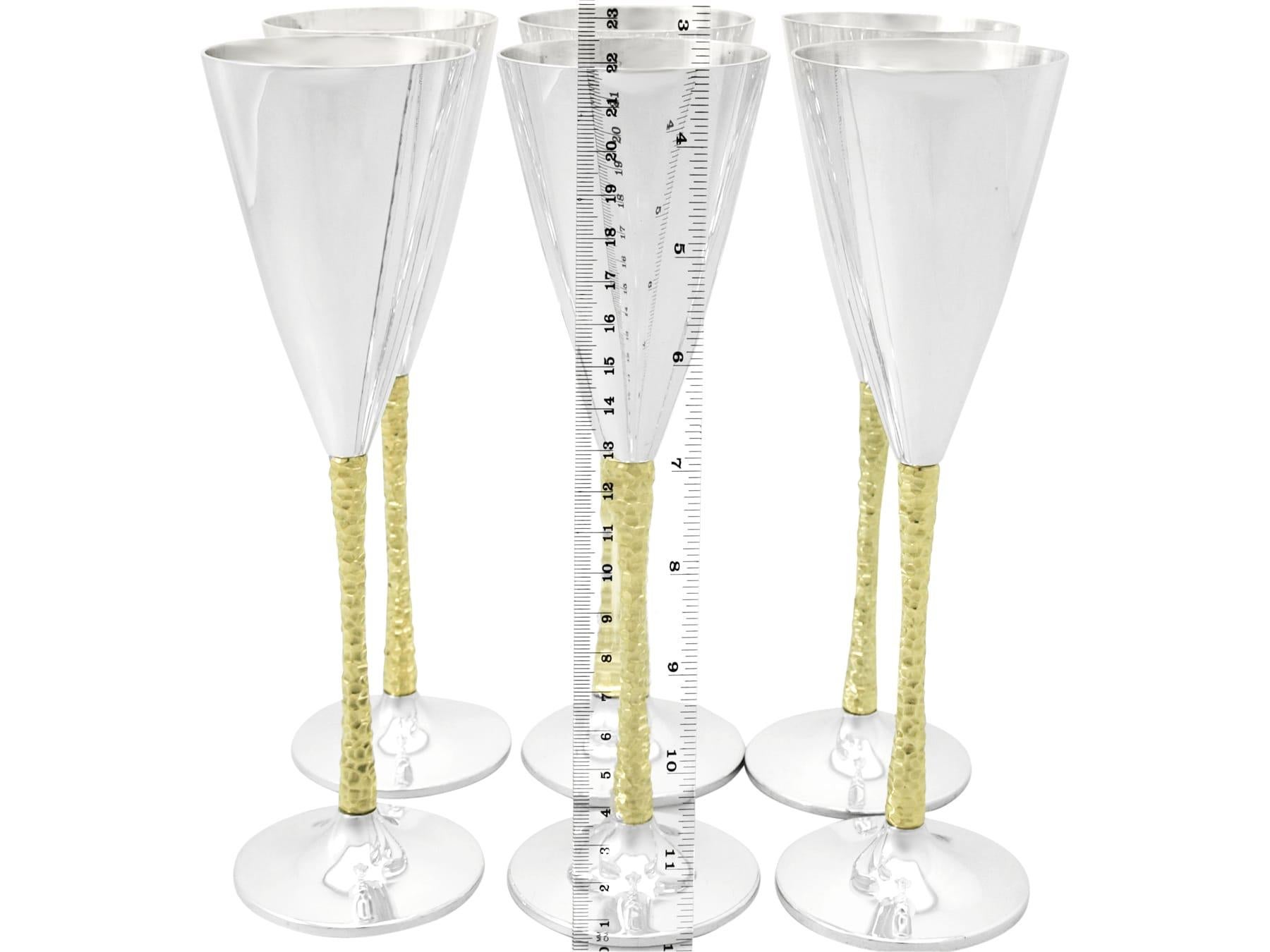 1978 Sterling Silver Champagne Flutes Set of Six For Sale 2