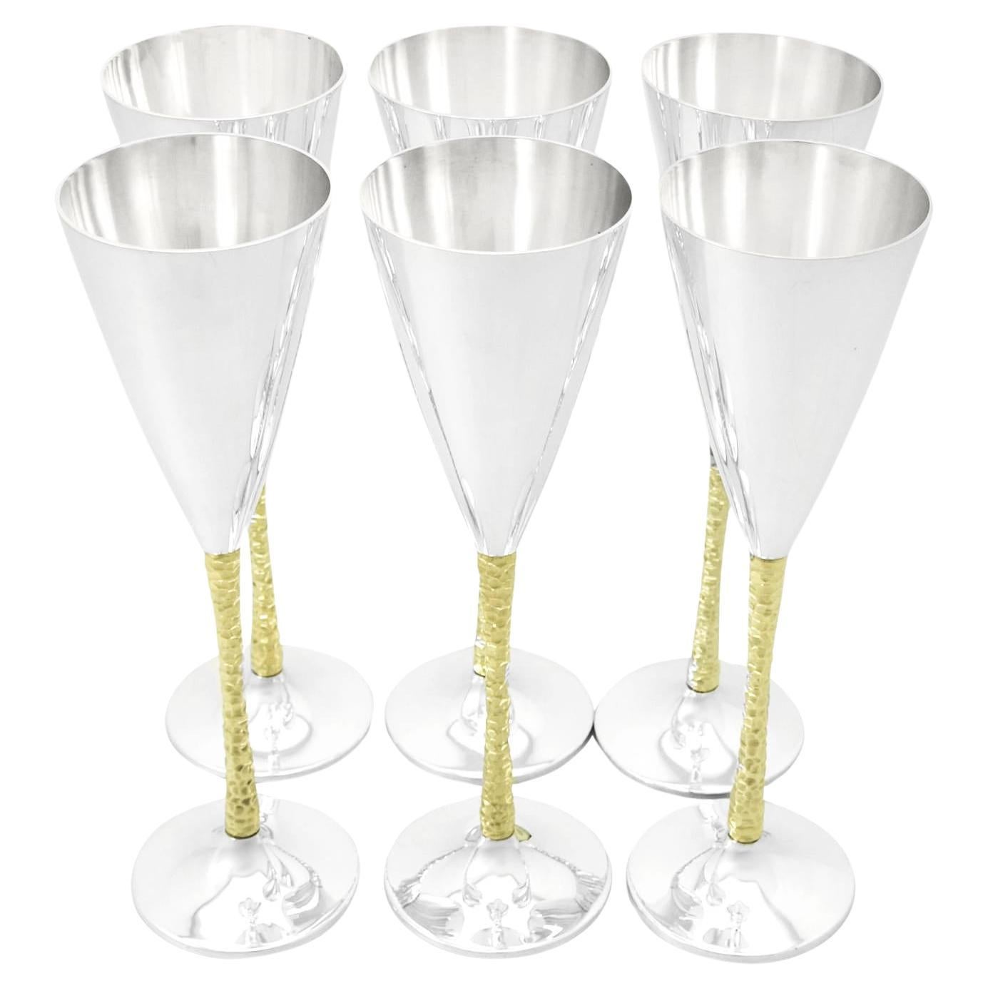 1978 Sterling Silver Champagne Flutes Set of Six