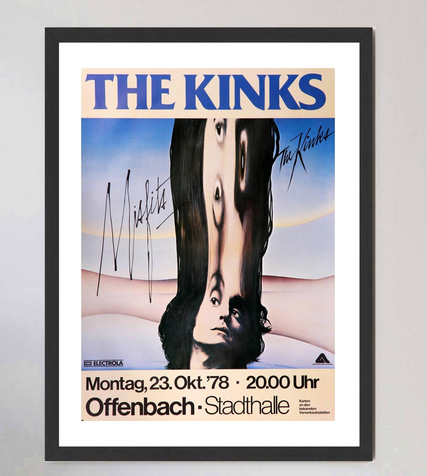 Fin du 20e siècle Affiche vintage d'origine The Kinks - Vivre à Offenbach, 1978 en vente