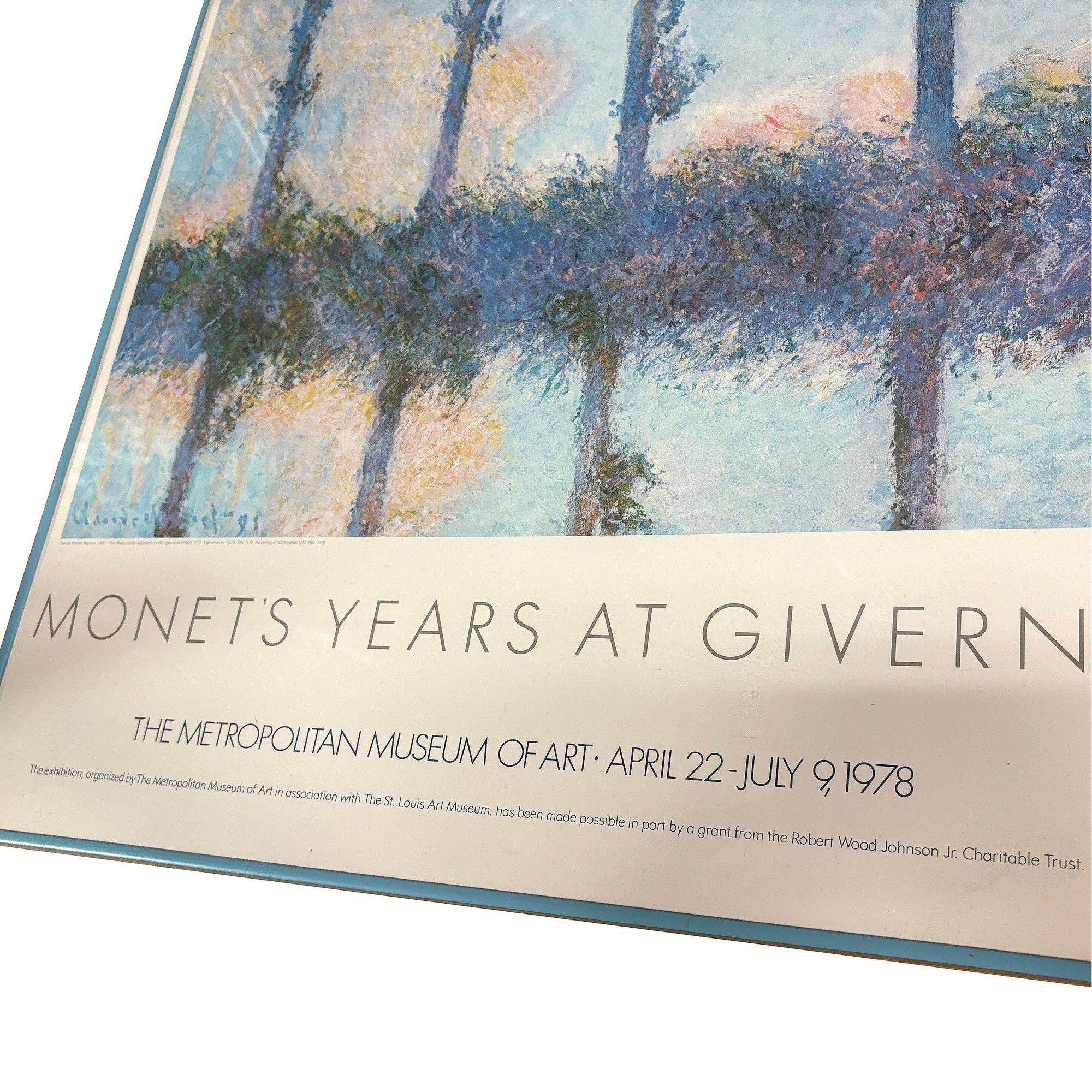 1978 Los años de Monet en el Museo de Giverny Cartel litográfico original de la exposición del museo en un marco metálico azul original del Museo de Arte de Saint Louis.

Sin signo
Dimensiones: Altura: 35