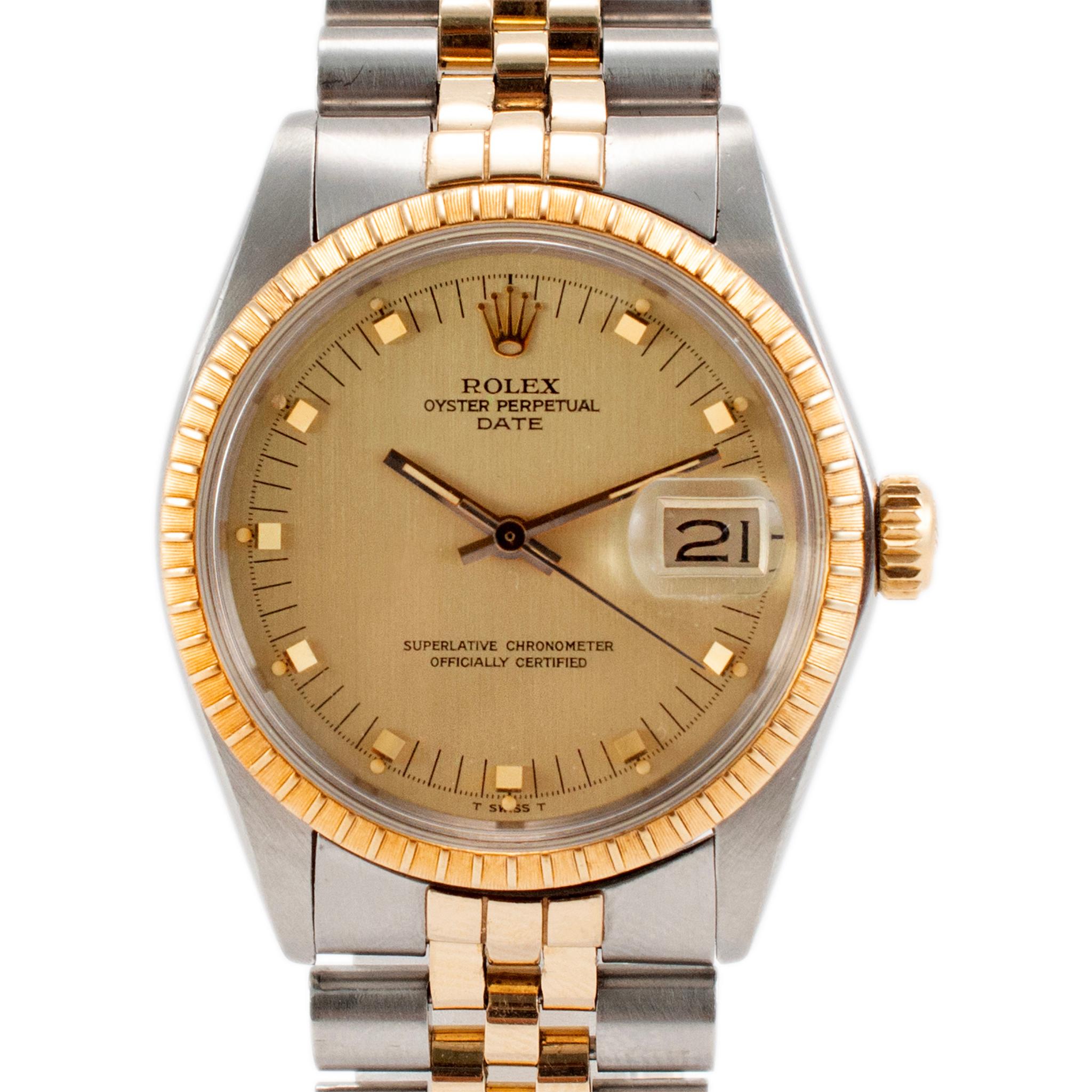 Marke: Rolex

Geschlecht: Unisex

Metall Typ: 14K Gelbgold & Edelstahl

Durchmesser: 34,00 mm

Gewicht: 82,06 Gramm

14K Gelbgold und Edelstahl ROLEX Swiss made Uhr mit original Box und Papieren. Die Metalle wurden getestet und als 14-karätiges