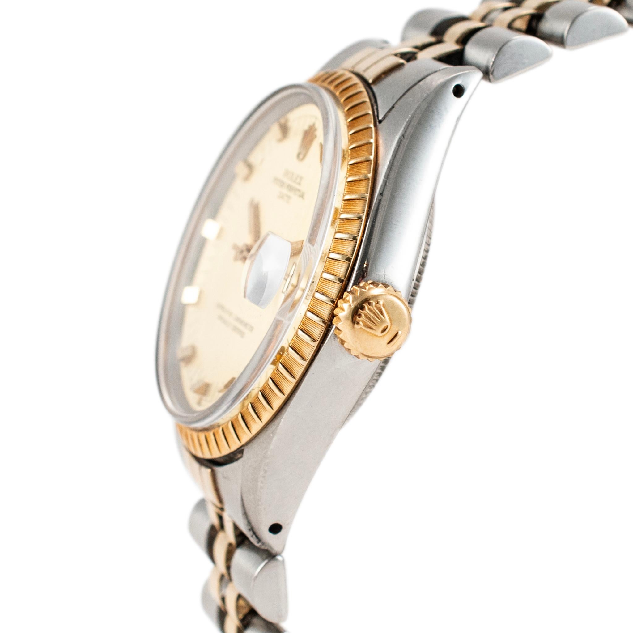 1978 Vintage Rolex Oyster Perpetual Date 34MM 1505 Jubiläum Gold- und Stahluhr im Zustand „Hervorragend“ in Houston, TX