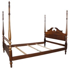 1978 Vintage Thomasville Georgian Style Traditional Cherry Four Poster Queen Bed