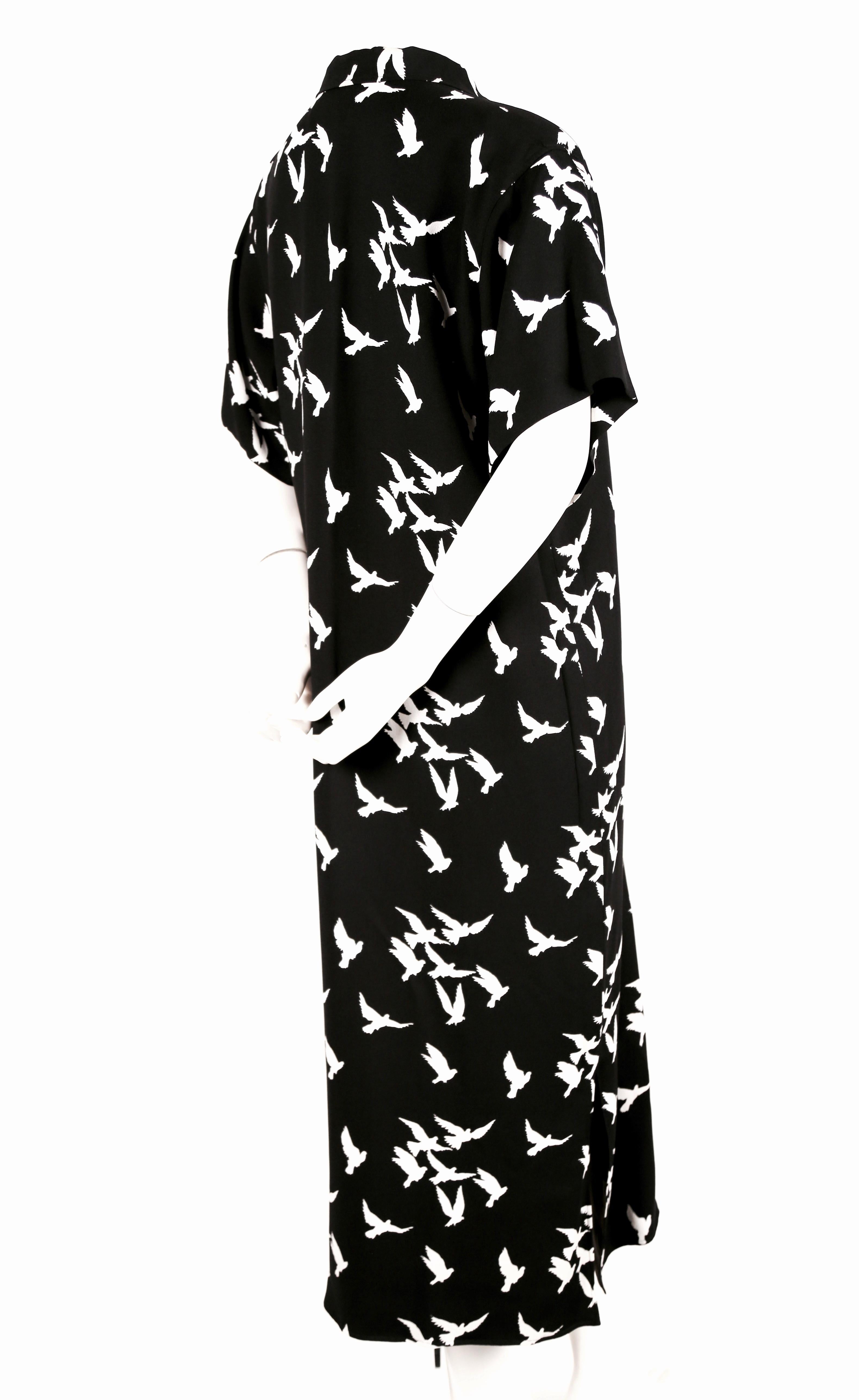 1978 YVES SAINT LAURENT documented black crepe dress with bird print In Good Condition In San Fransisco, CA