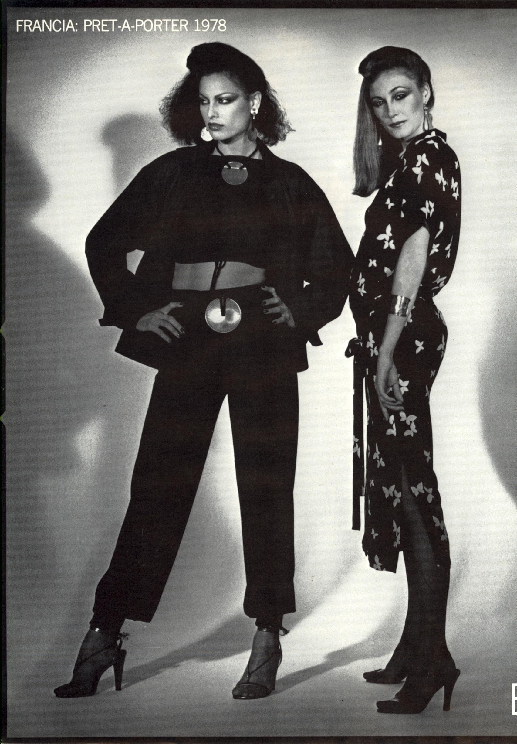 1978 YVES SAINT LAURENT documented black crepe dress with bird print 1