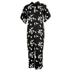1978 YVES SAINT LAURENT documented black crepe RUNWAY dress with bird print