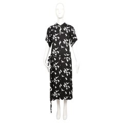 1978 YVES SAINT LAURENT documented black crepe RUNWAY dress with bird print