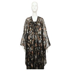 1978 YVES SAINT LAURENT metallic caftan cape and dress ensemble