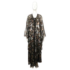1978 YVES SAINT LAURENT metallic caftan cape and dress ensemble