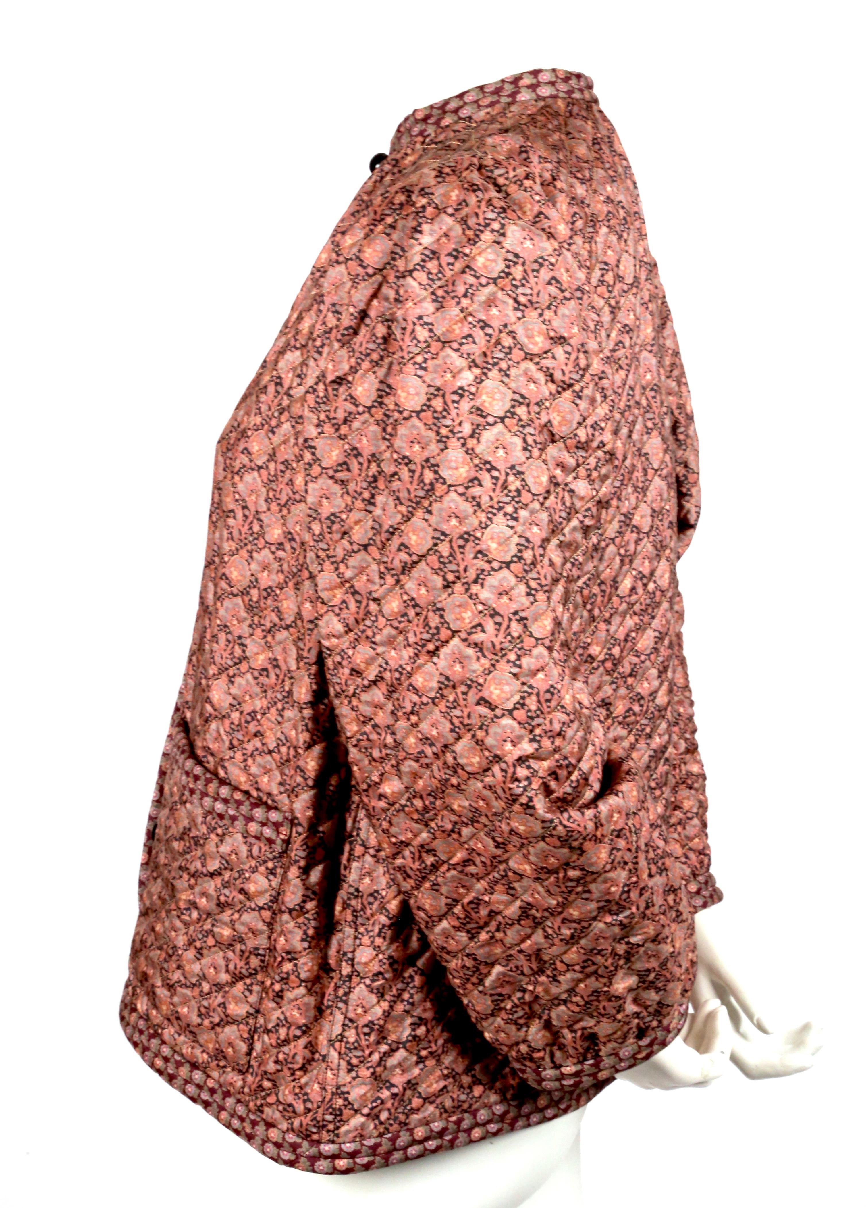 1978 YVES SAINT LAURENT quilted floral printed silk peasant jacket In Good Condition For Sale In San Fransisco, CA