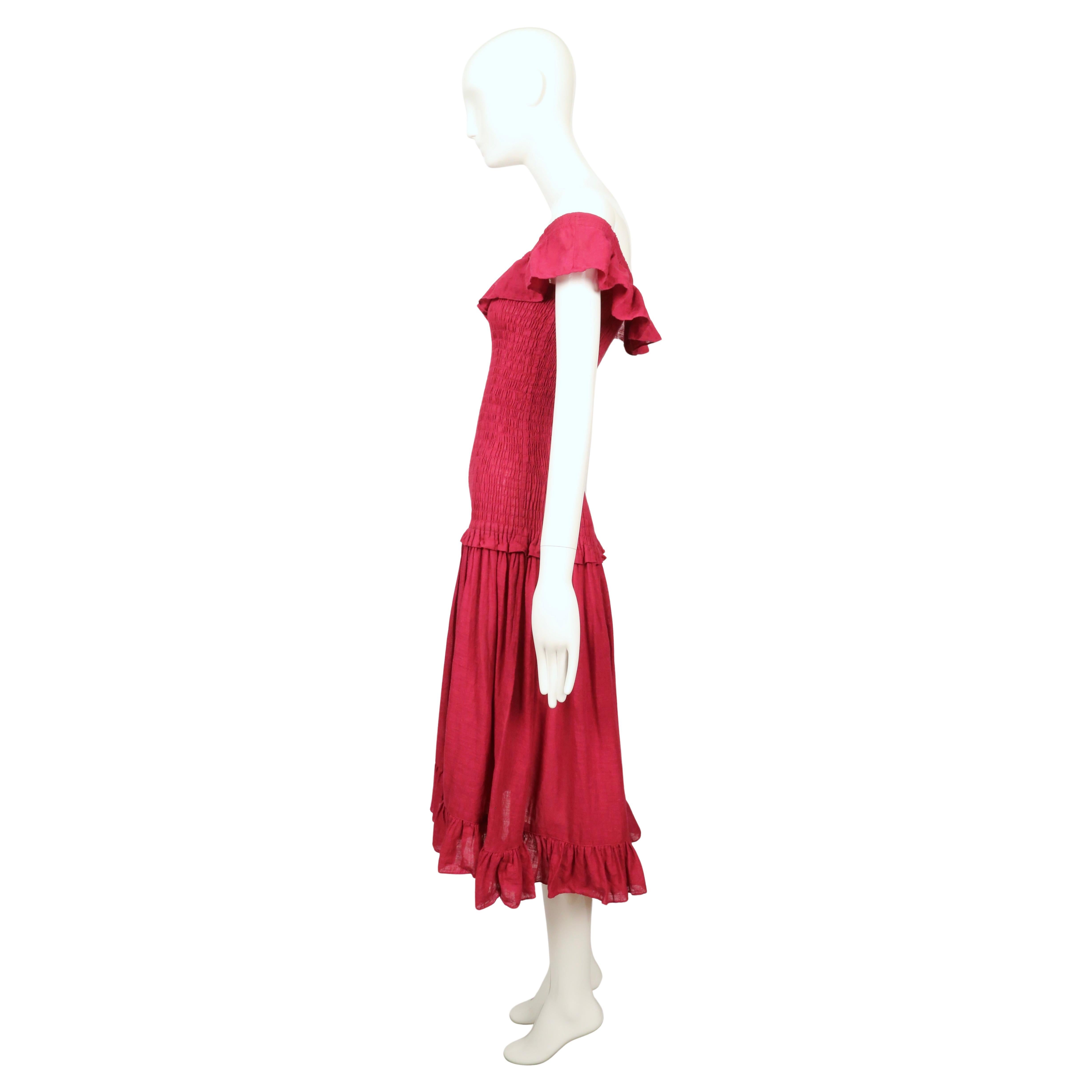 1978 YVES SAINT LAURENT rive gauche off the shoulder cotton gauze RUNWAY dress For Sale 6