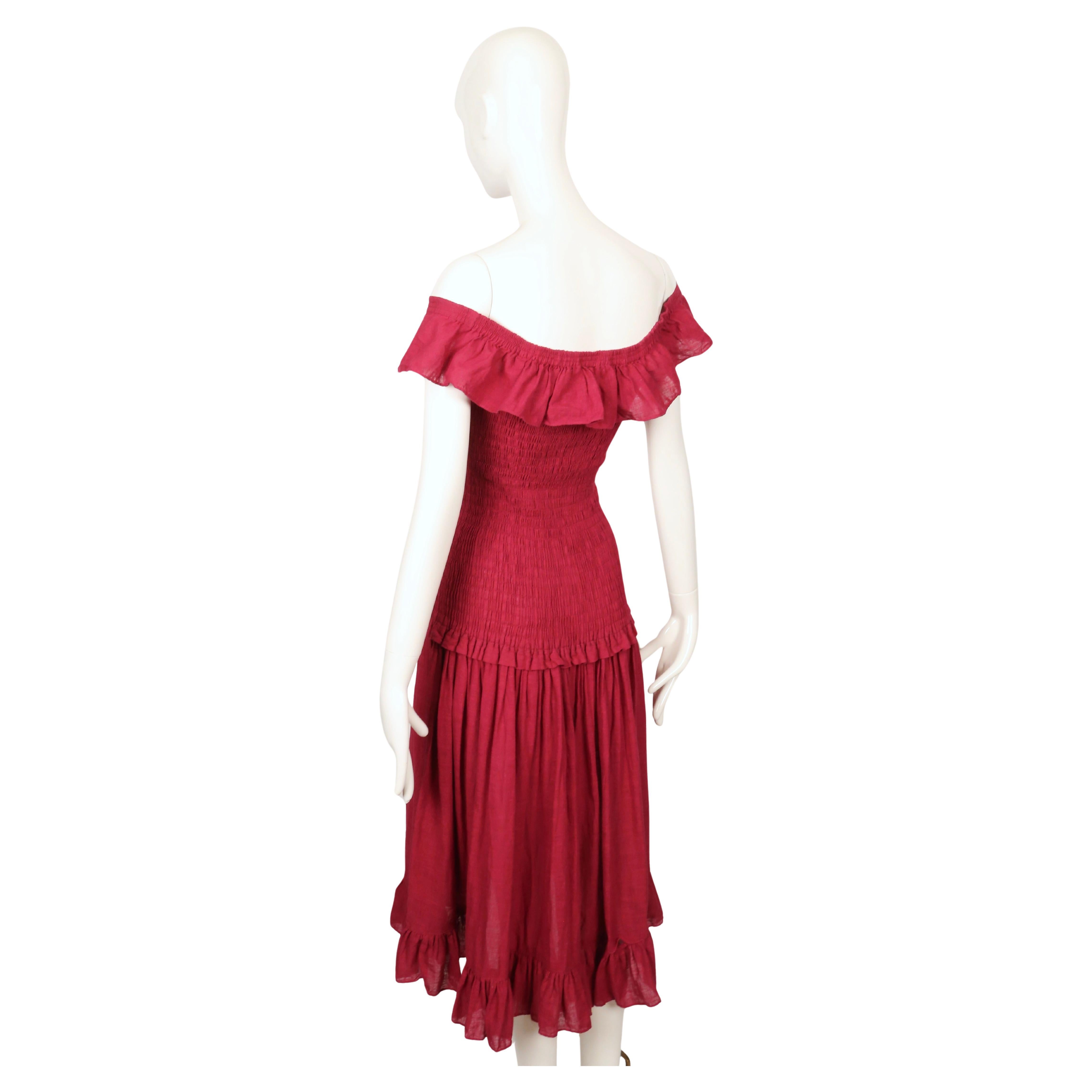 1978 YVES SAINT LAURENT rive gauche off the shoulder cotton gauze RUNWAY dress For Sale 8