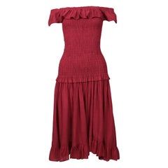 1978 YVES SAINT LAURENT rive gauche off the shoulder cotton gauze RUNWAY dress