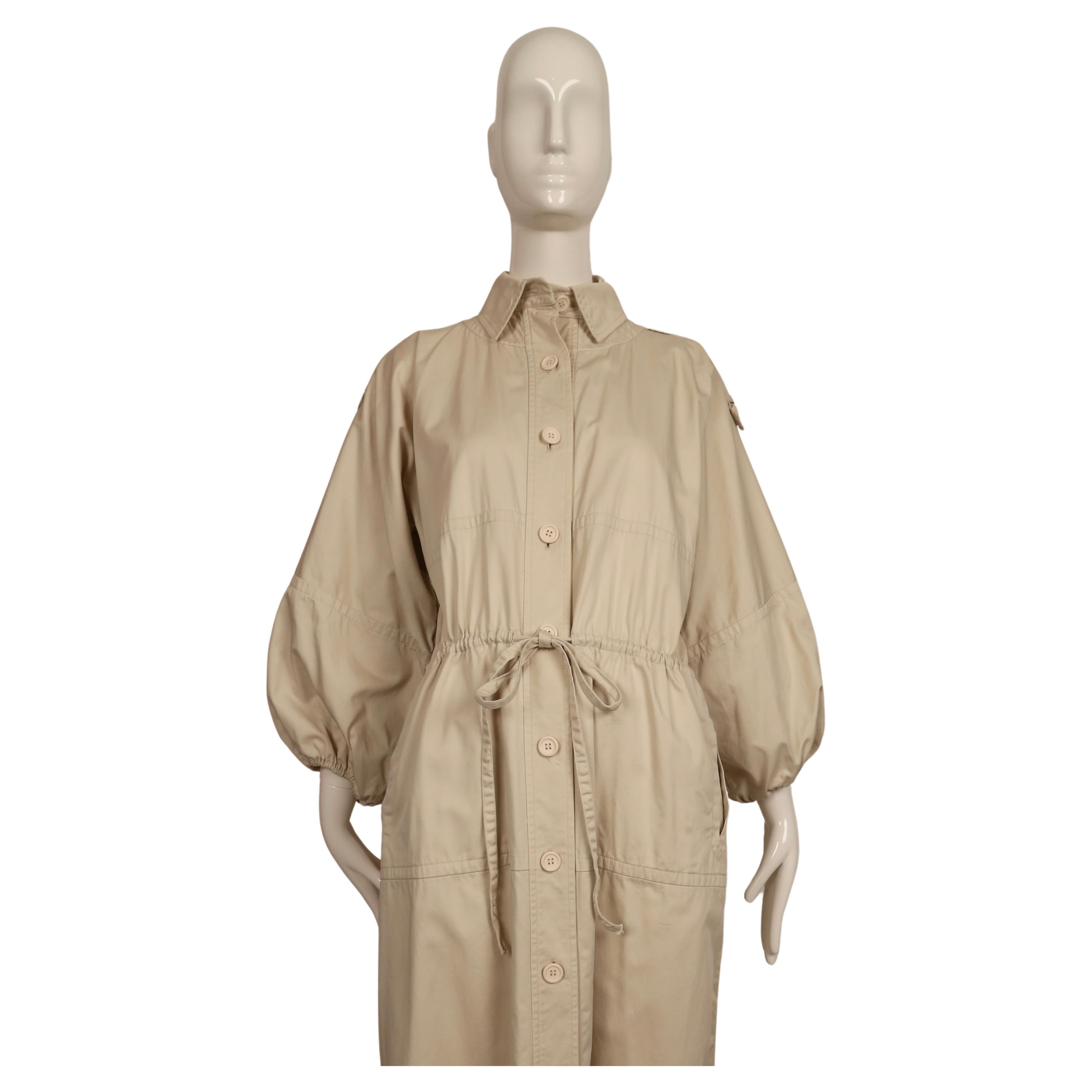 1978 YVES SAINT LAURENT tan cotton twill RUNWAY trench coat  In Good Condition For Sale In San Fransisco, CA