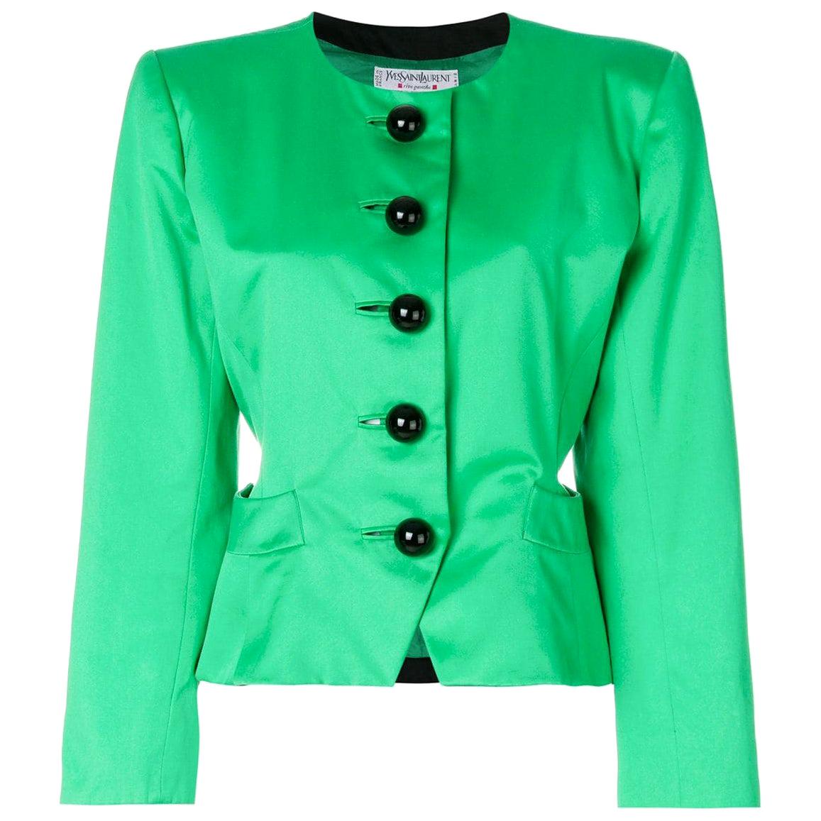 1980s Yves Saint Laurent Pea Green Jacket