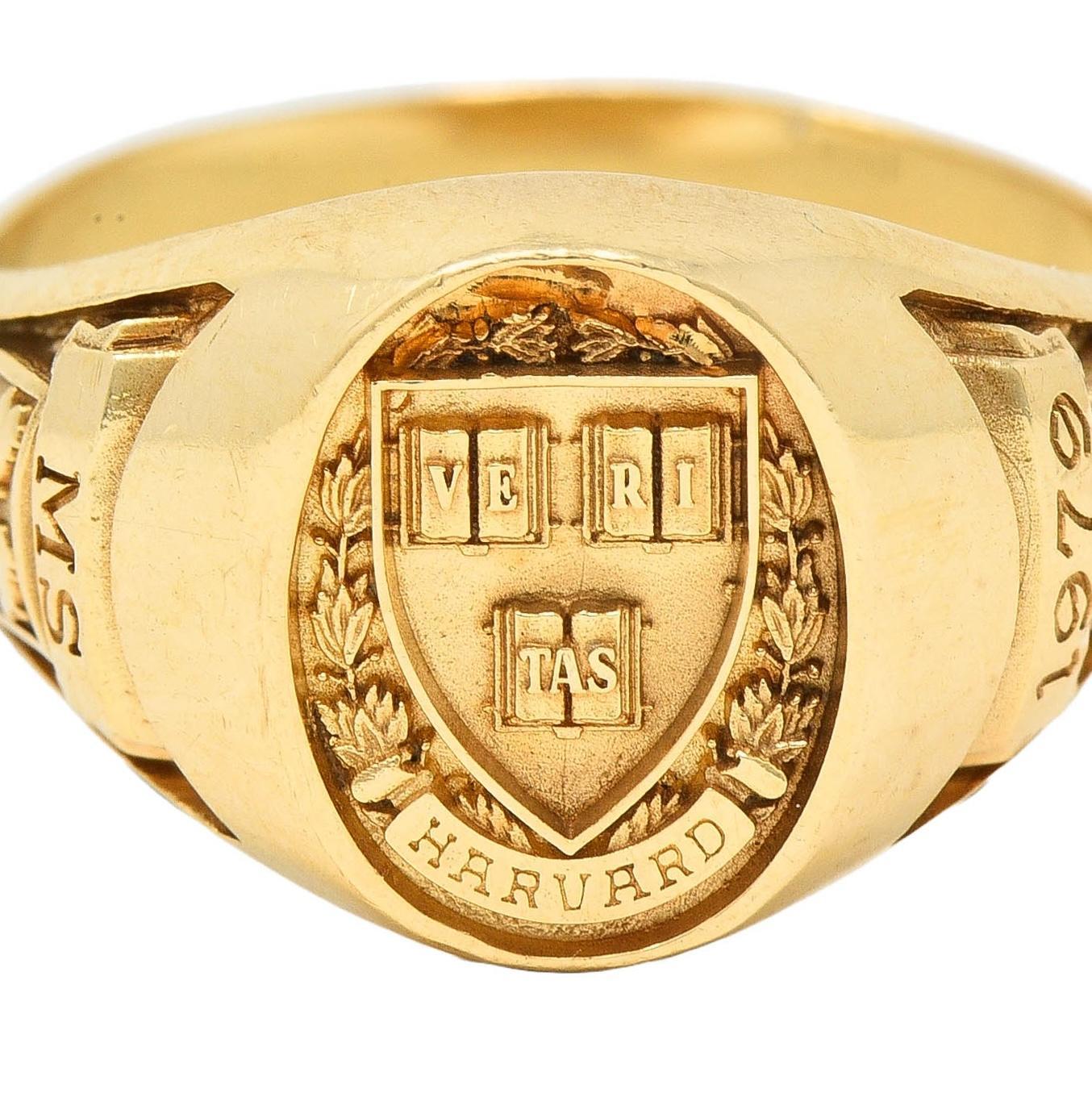 1979 14 Karat Gelbgold Vintage Harvard Signet Class Unisex-Ring, Harvard Signet Class im Angebot 7
