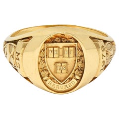 1979 14 Karat Gelbgold Vintage Harvard Signet Class Unisex-Ring, Harvard Signet Class