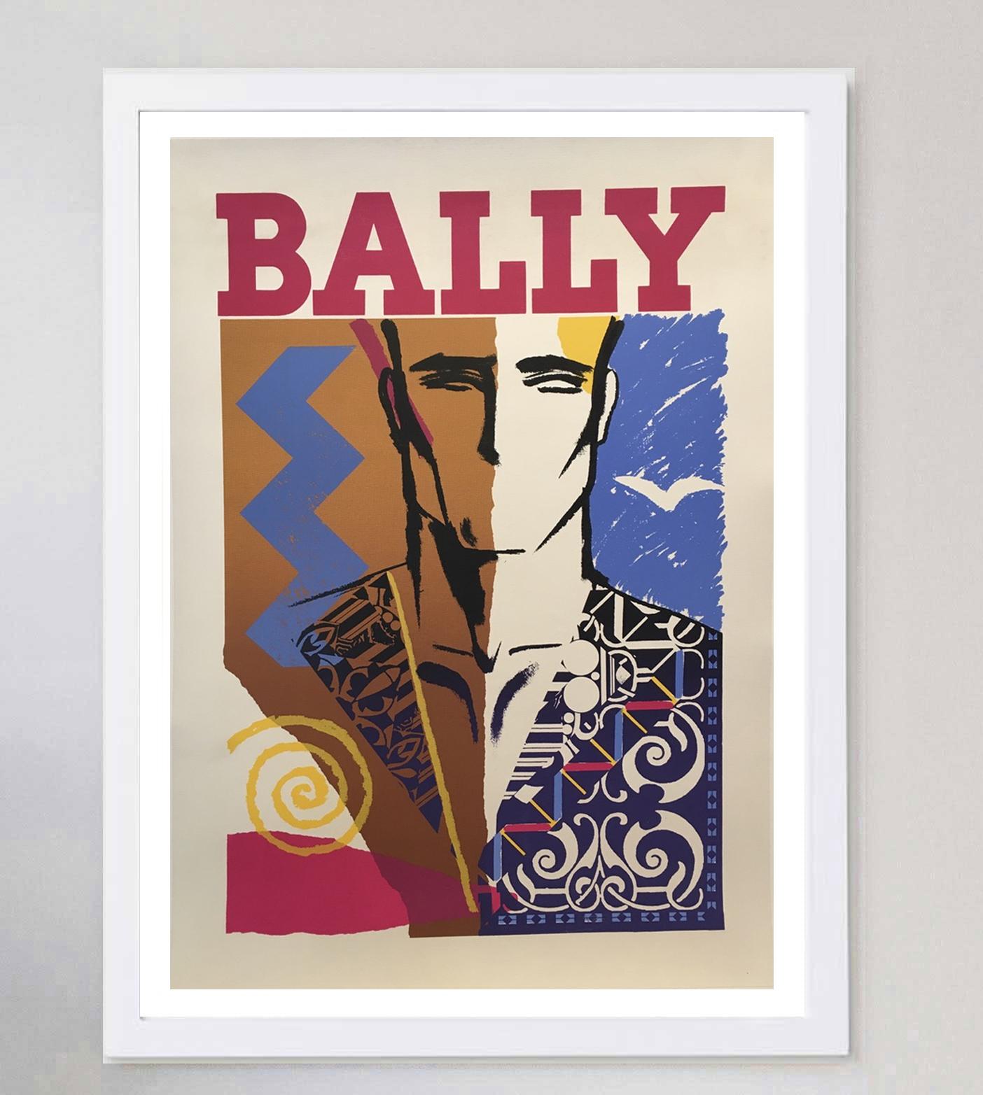 1979 Bally, Man Face Original Vintage Poster In Good Condition For Sale In Winchester, GB