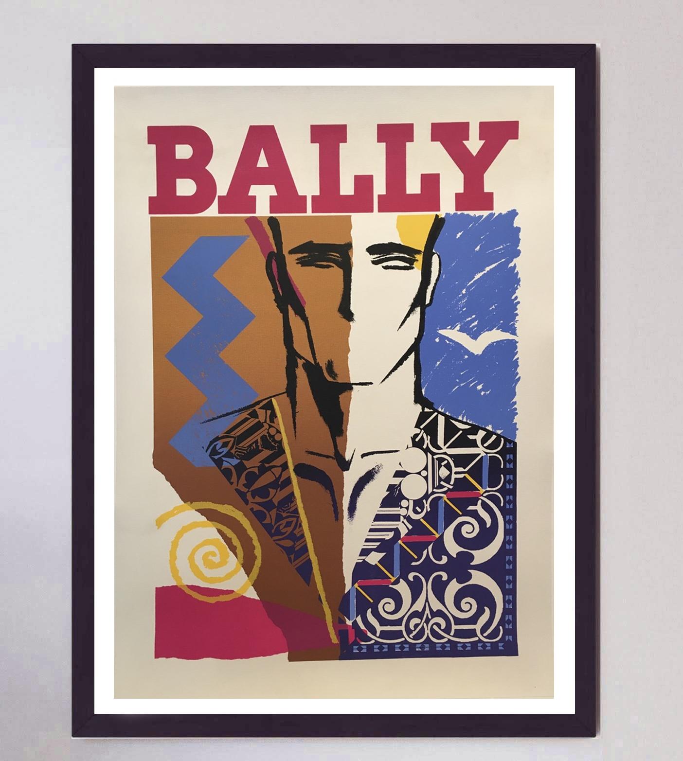 Late 20th Century 1979 Bally, Man Face Original Vintage Poster For Sale