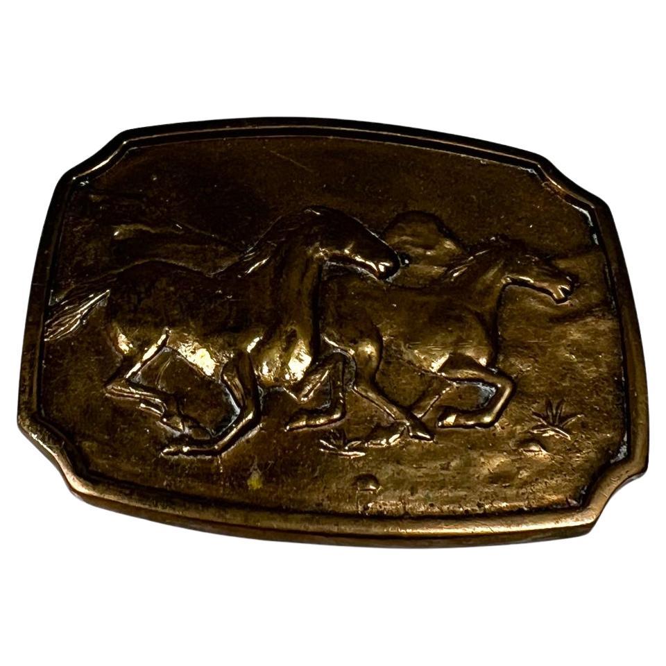 1979 Bts Vintage Solid Brass Belt Buckle Horses