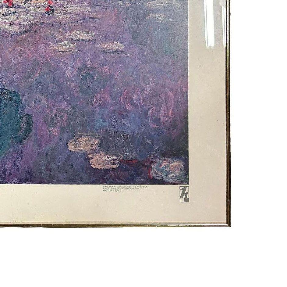 1979 Carnegie Institute „Nympheas“ Lithographieplakat von Claude Monet, gerahmt (Metall) im Angebot