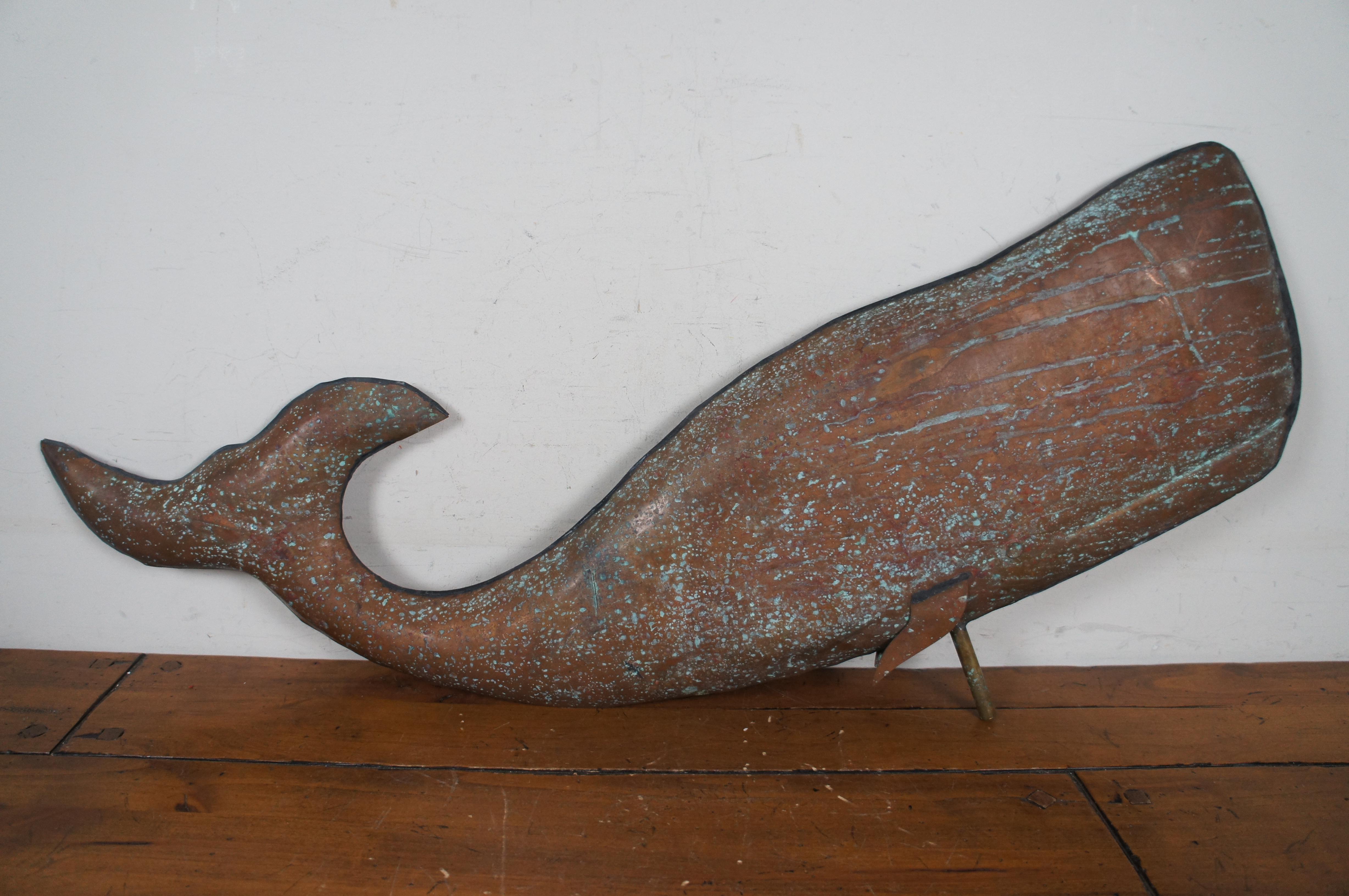 1979 Copper Sign of the Crab Nautical Sperm Whale Weathervane Whirligig 24