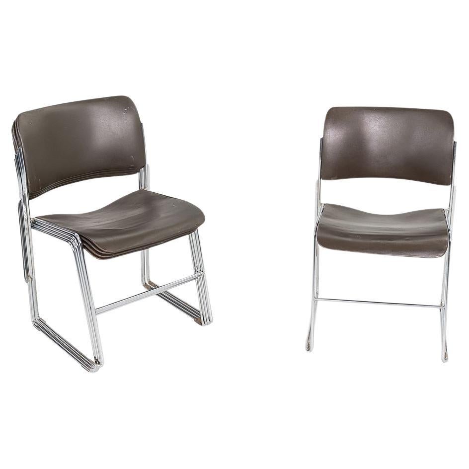 1979 David Rowland General Fireproofing 40/4 Brown Stacking Chairs (Set of 5) For Sale